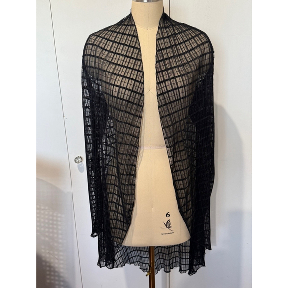 Women's Elana Kattan open front sheer lace mesh topper Cardigan, M, Black EUC - Picture 2 of 9